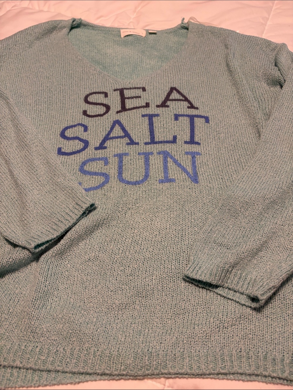 Sea Salt Sun Knit Sweater - Light Teal